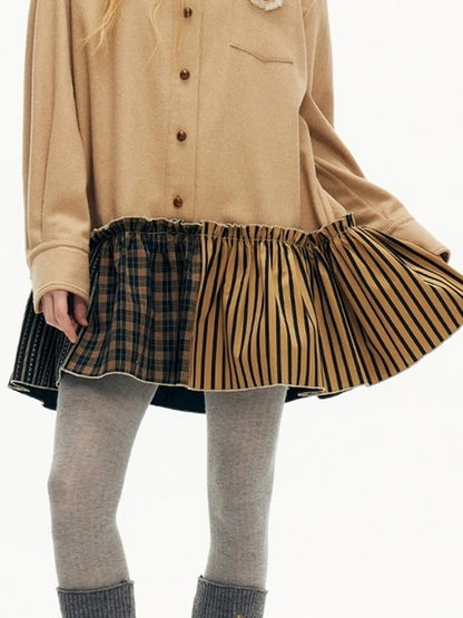 OuttheBlue Blue Wool Blend Checked Shirt Dress