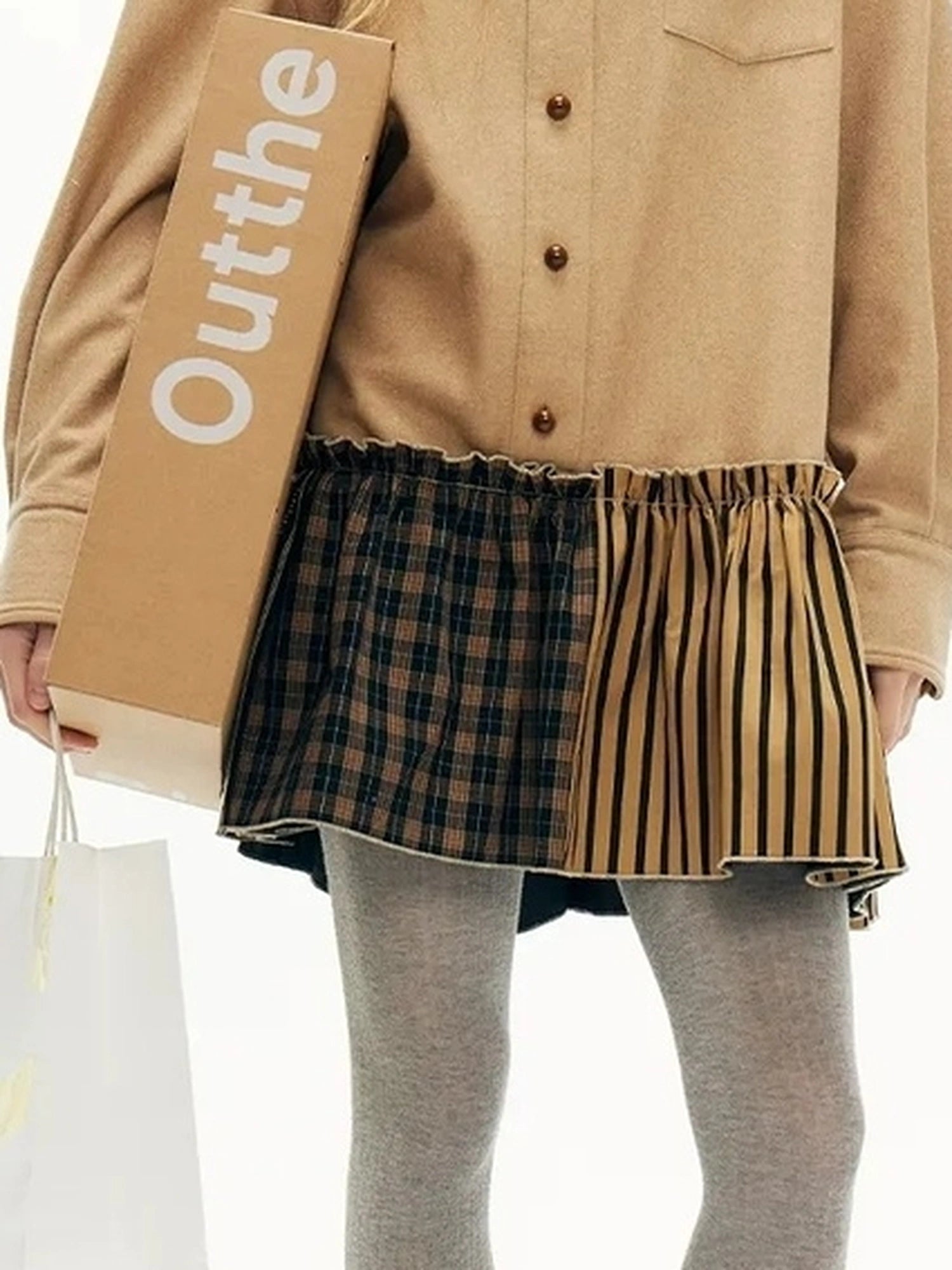 OuttheBlue Blue Wool Blend Checked Shirt Dress