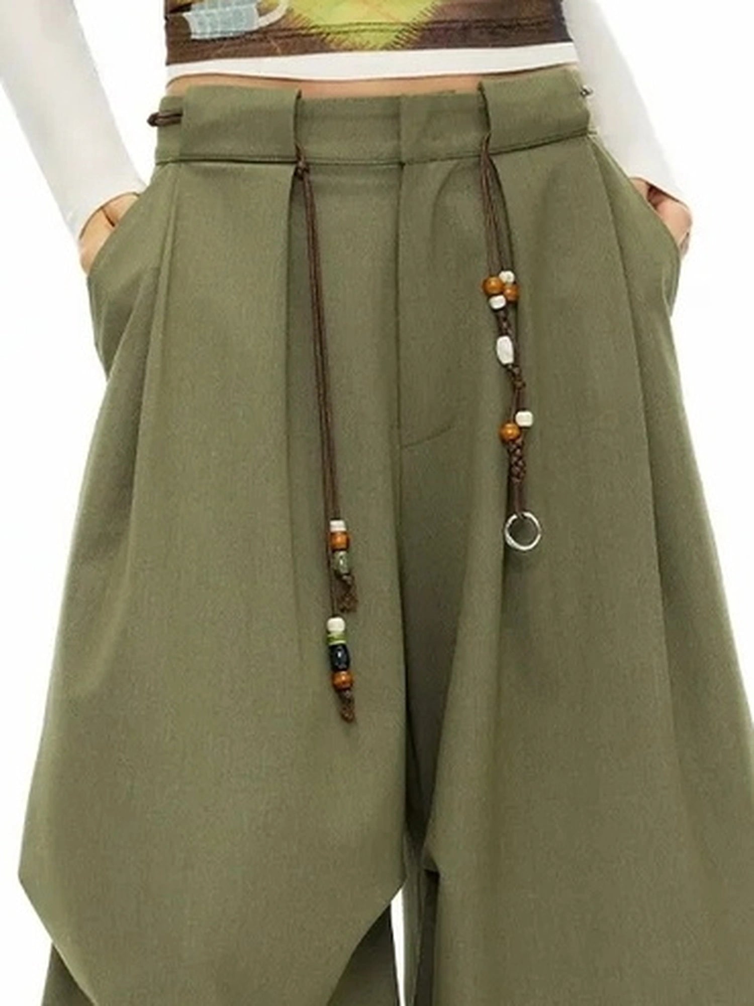 OuttheBlue Bohemian Multicolor Beaded Braided Belt