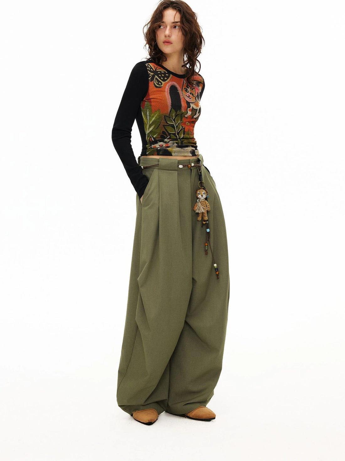 OuttheBlue Bohemian Multicolor Beaded Braided Belt