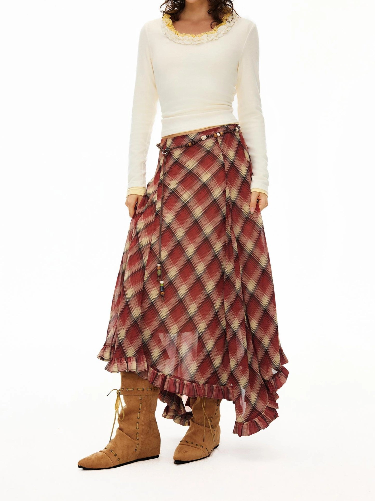 OuttheBlue Bohemian Multicolor Beaded Braided Belt