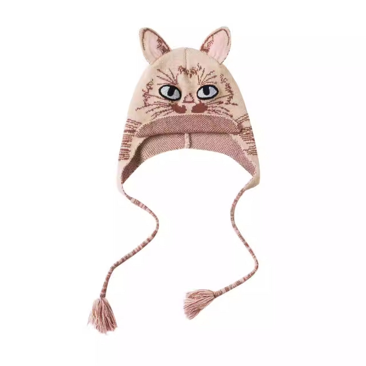 OuttheBlue_Breathable_Casual_Round_Crown_Knit_Animal_Print_Light_Beige_Wool_For_Women_Hat_MISSTT