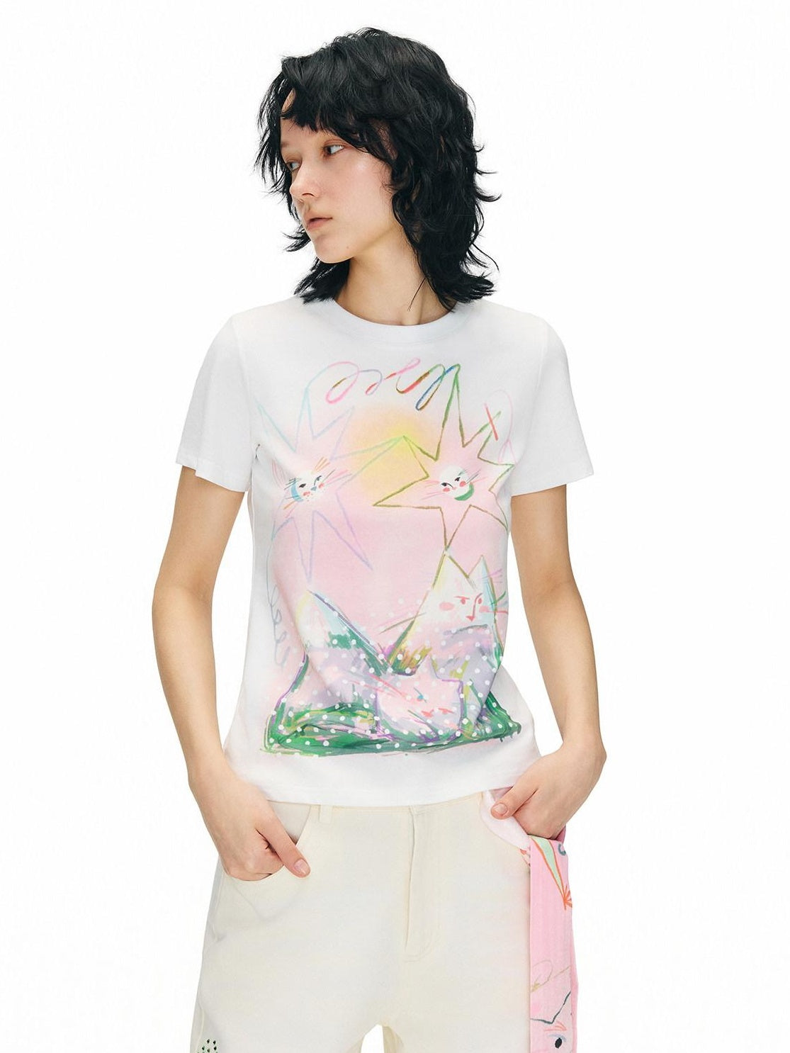 OuttheBlue Breathable Cotton Animal Print Slim Fit Women Crew Neck Short Sleeve T-Shirts
