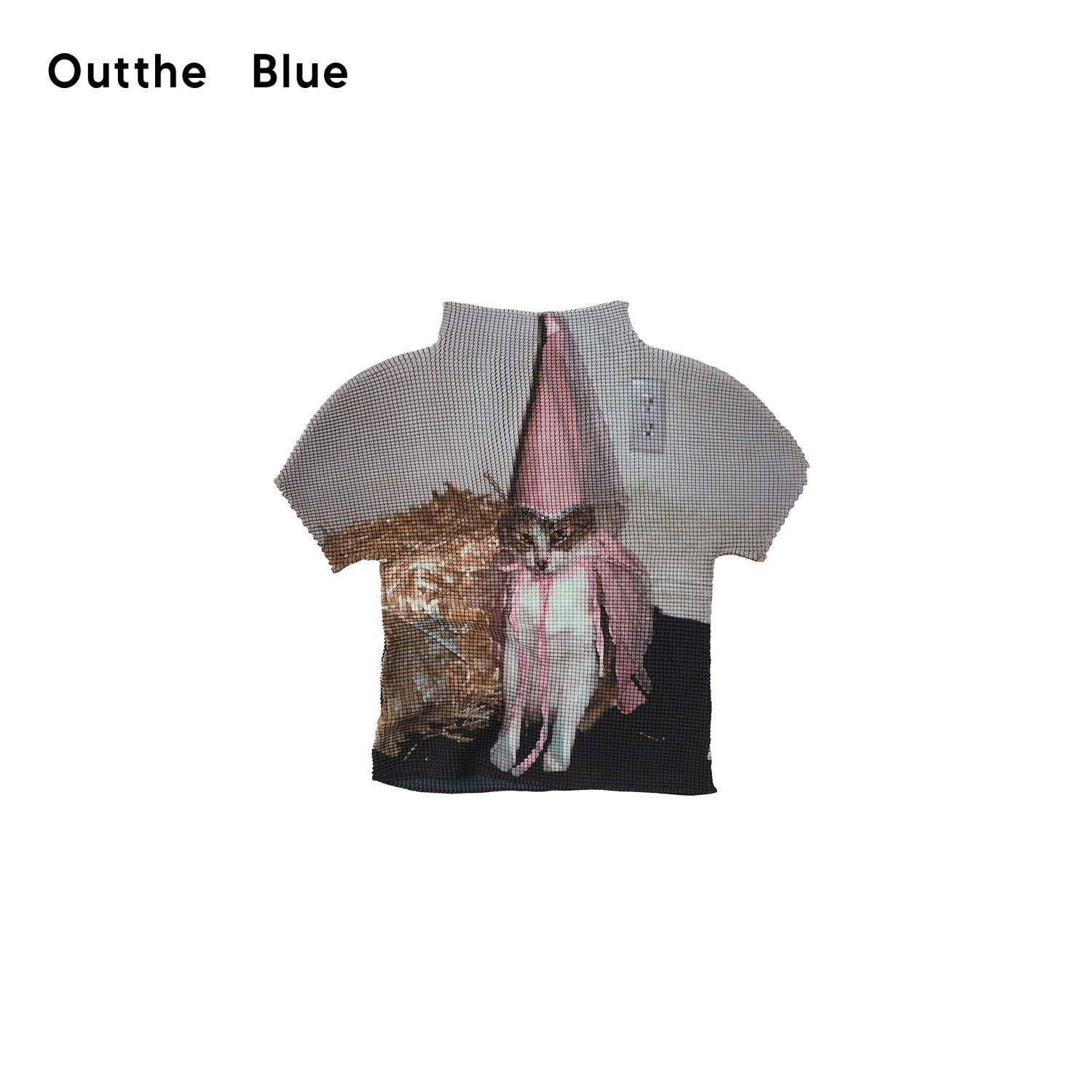 OuttheBlue Breathable Slim Mockneck Printed Ladies Gray Polyester Short Sleeve T-Shirts