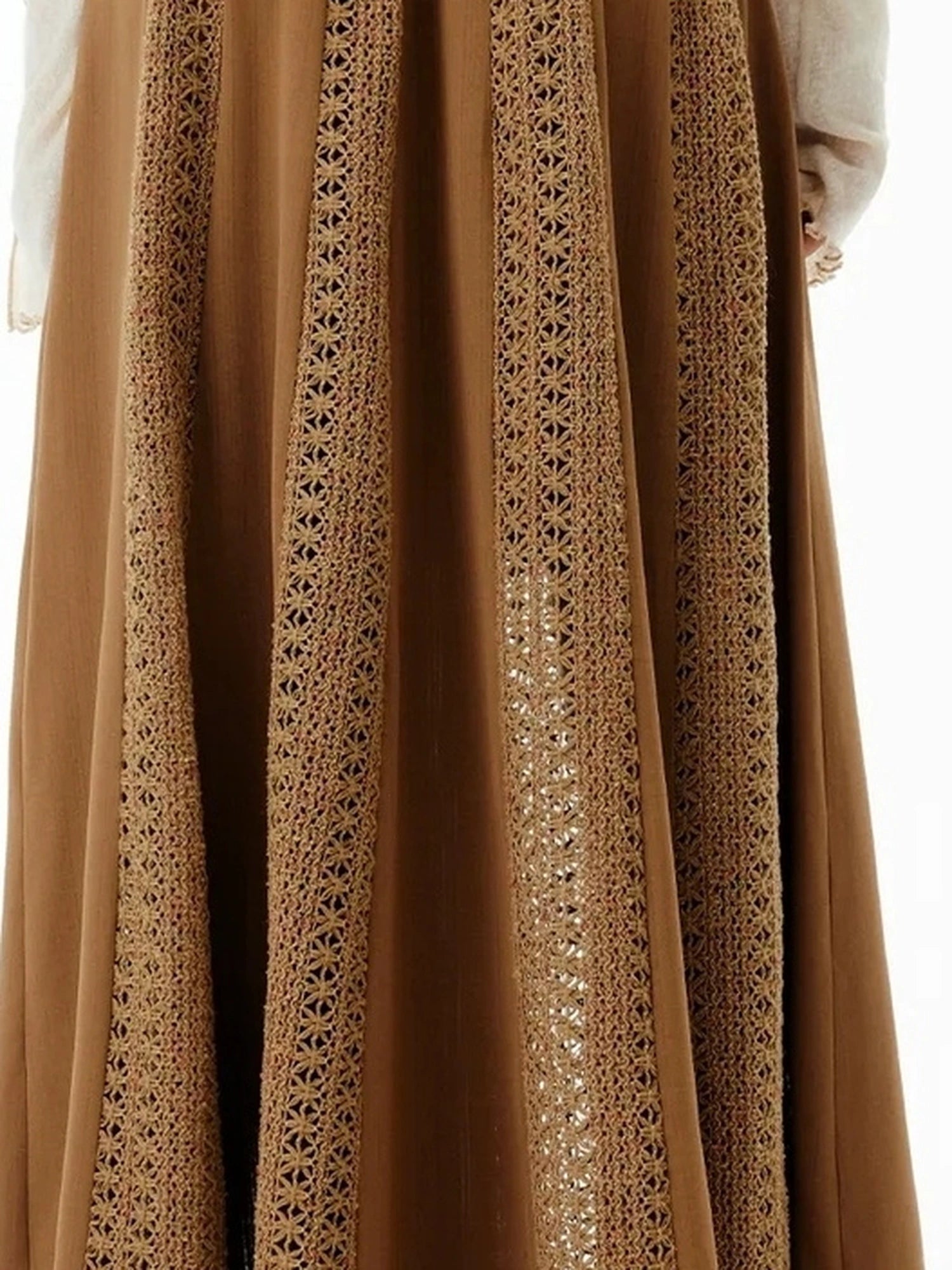 OuttheBlue Brown Lace Panel A Line Maxi Skirt