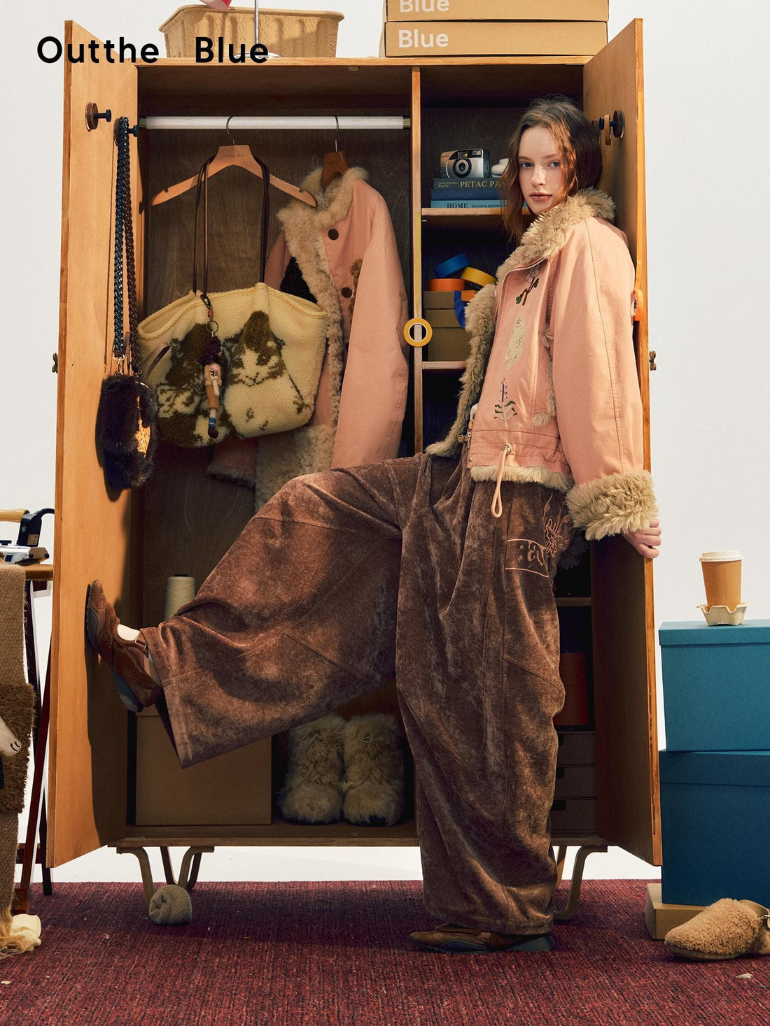 OuttheBlue Cat Embroidered Corduroy Women&