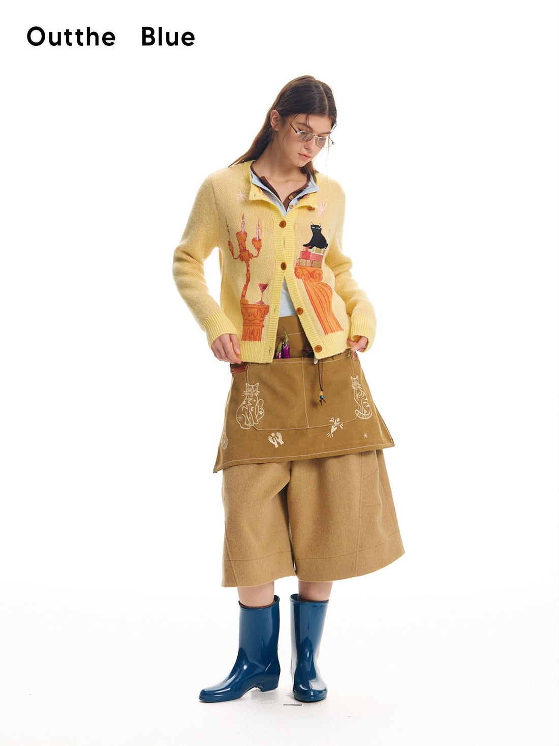 OuttheBlue Cat Embroidered Jacquard Knit Women&