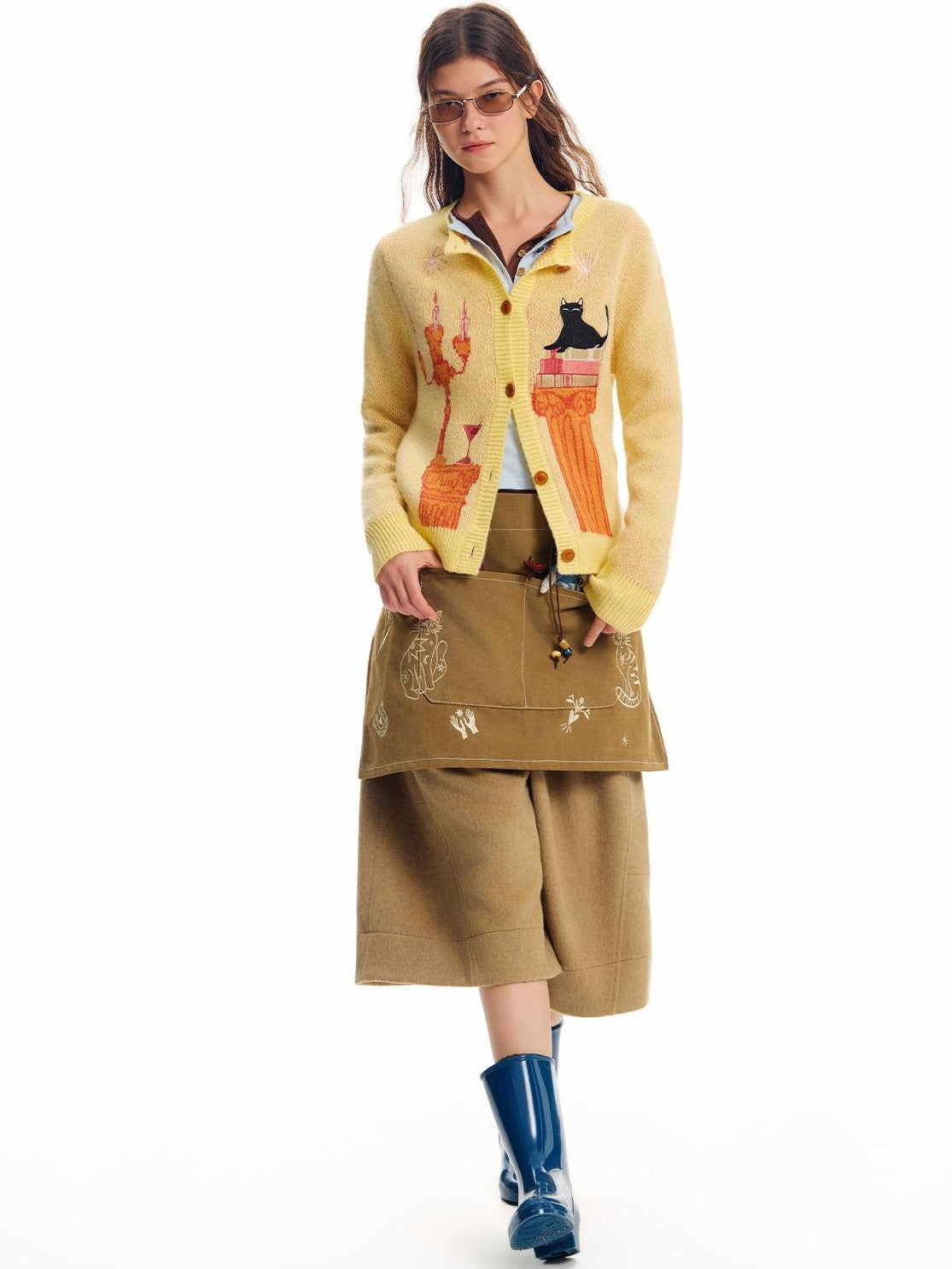 OuttheBlue Cat Embroidered Jacquard Knit Women&