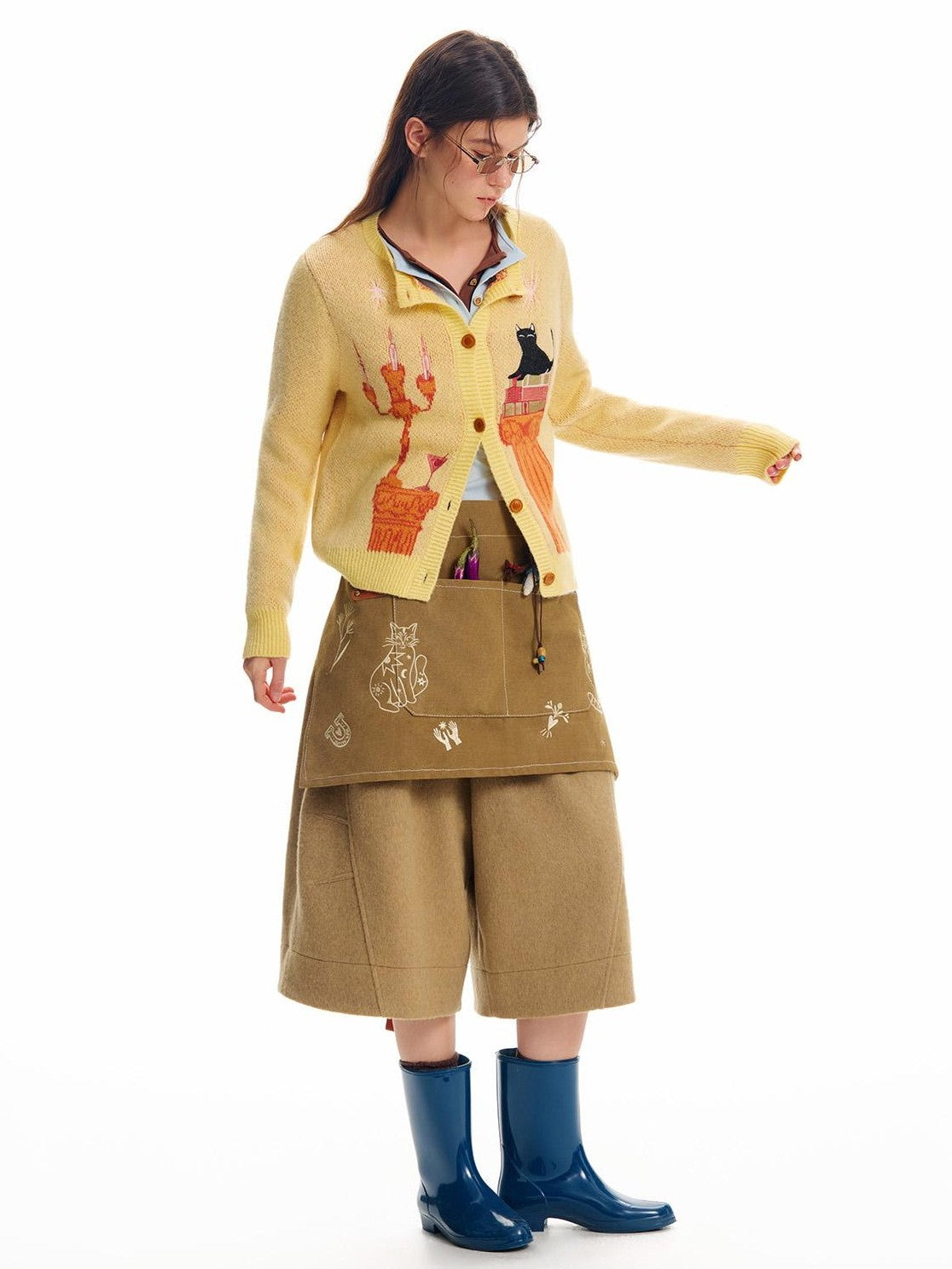 OuttheBlue Cat Embroidered Jacquard Knit Women&