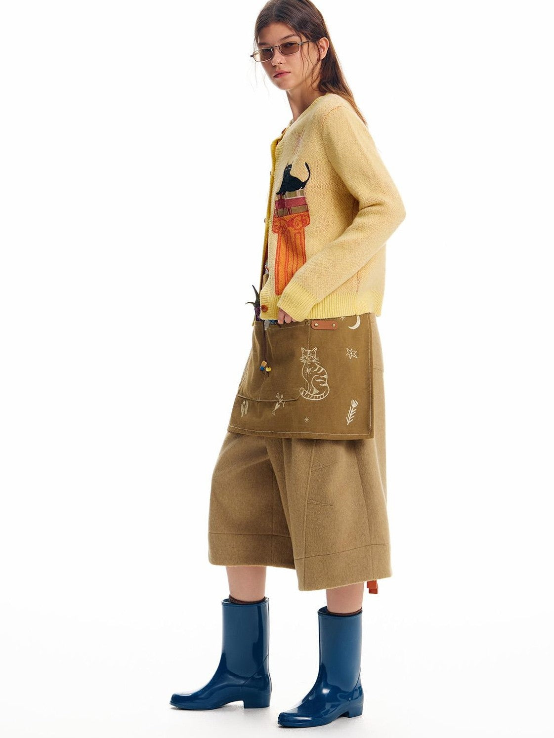 OuttheBlue Cat Embroidered Jacquard Knit Women&