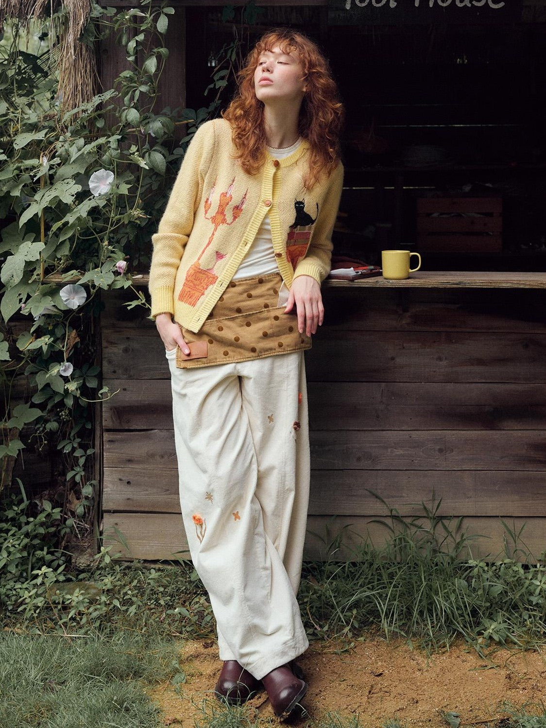 OuttheBlue Cat Embroidered Jacquard Knit Women&