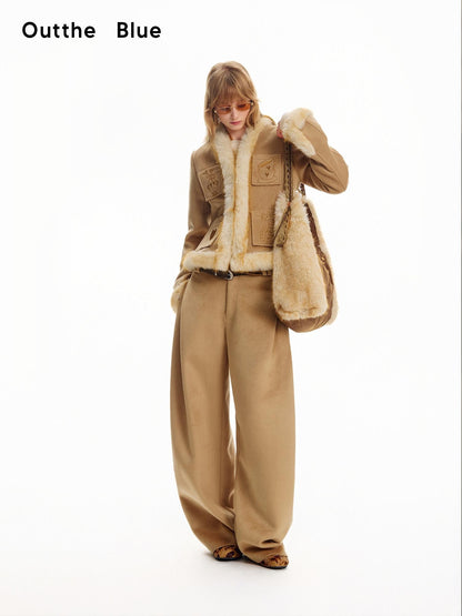 OuttheBlue Cat Embroidered Suede Fuzzy Square Women&