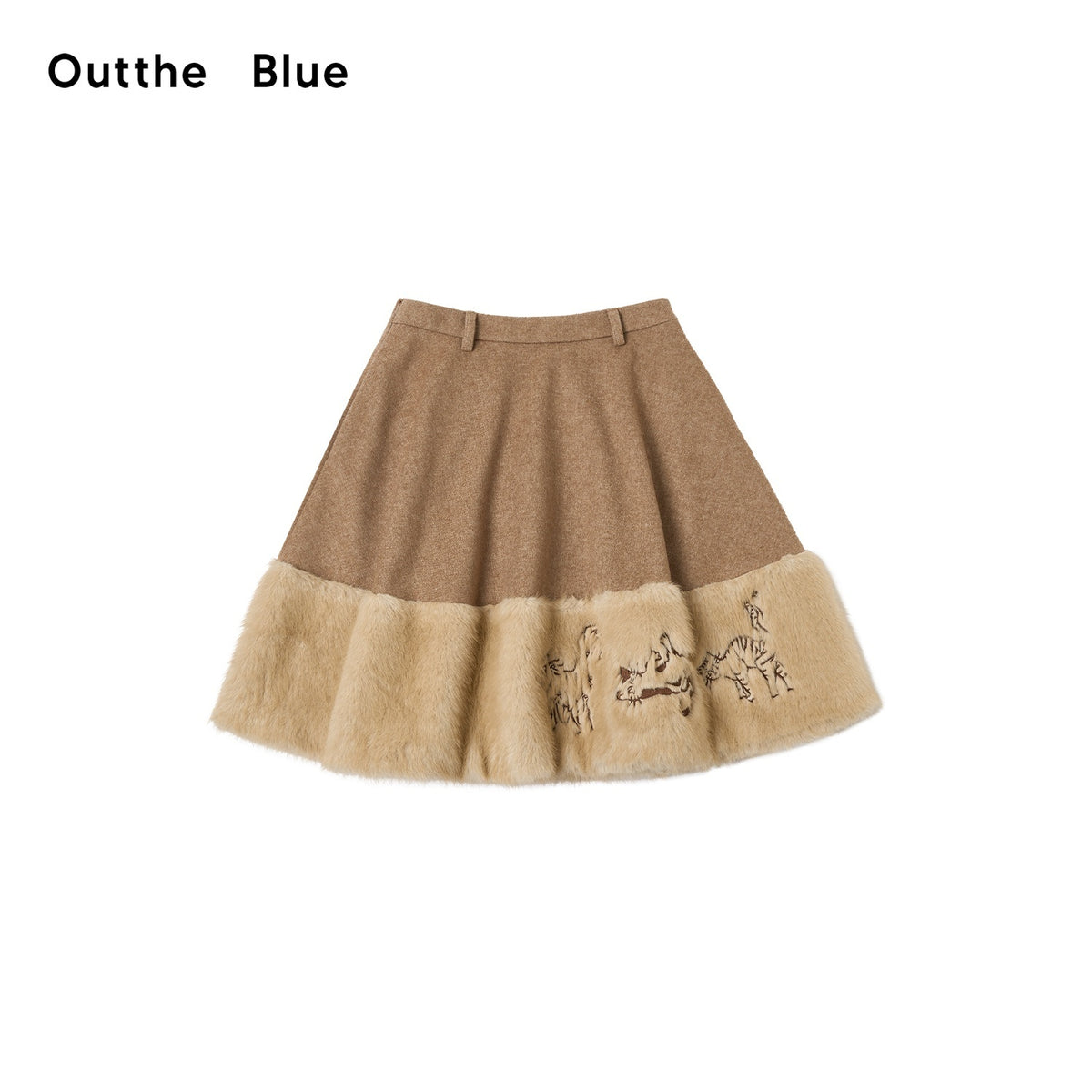 OuttheBlue_Cat_Embroidery_Plush_Spliced_Wool_A_Line_Women&