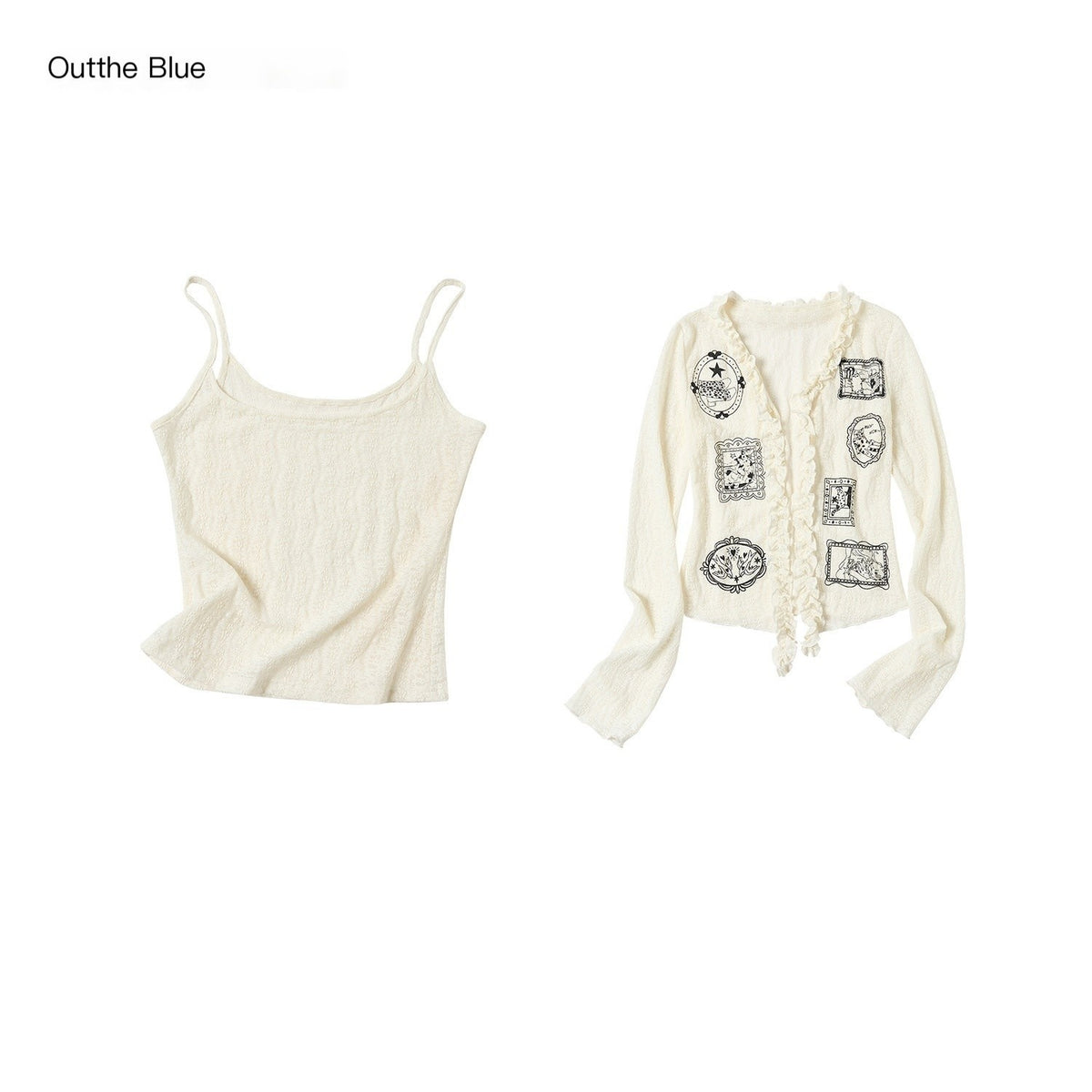 OuttheBlue_Cat_Frame_Print_Ruffle_V-neck_Long_Sleeve_Slim_Women&