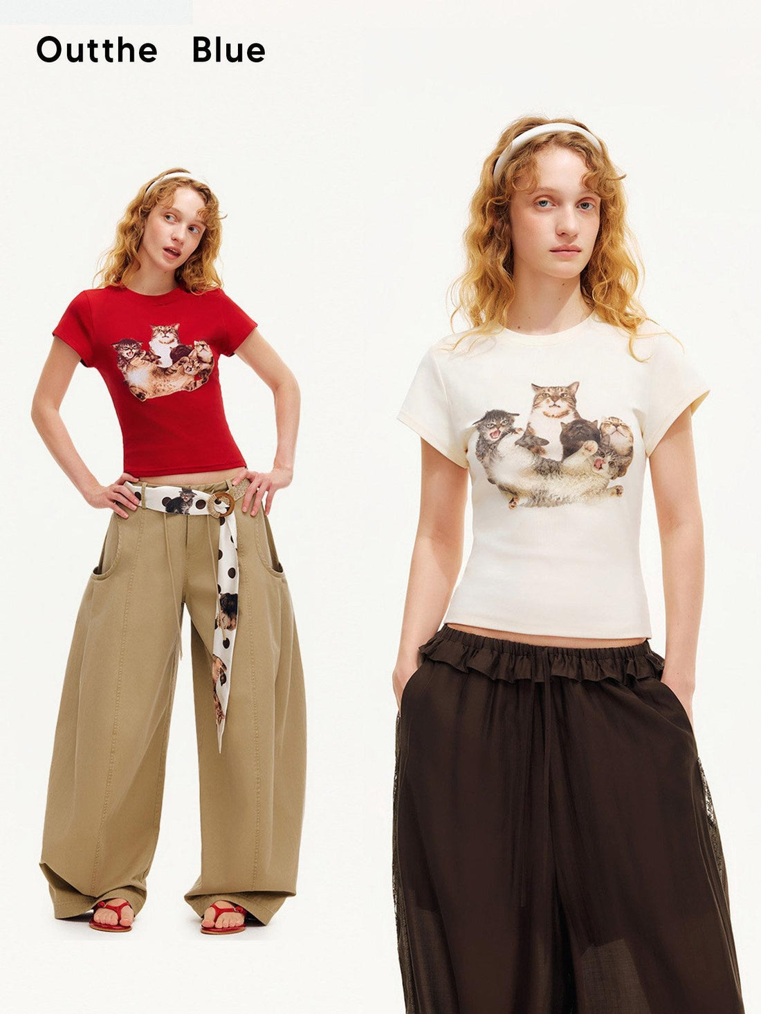 OuttheBlue Cat Party Printed Slim Fit Women&
