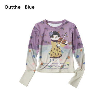 OuttheBlue_Cat_Playing_Print_Round_Neck_Slim_Fit_Women&