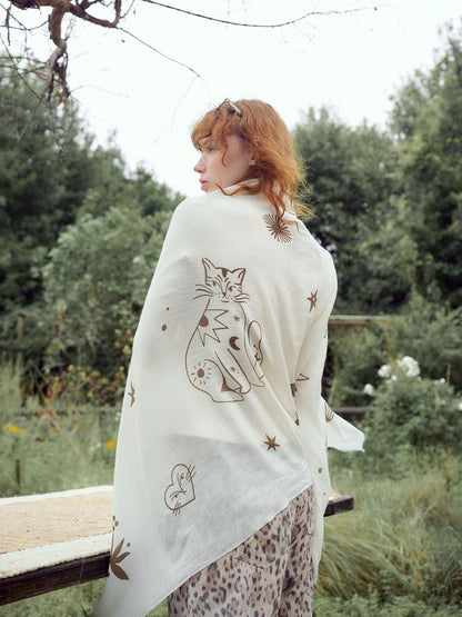 OuttheBlue Cat Print Minimalist Women&