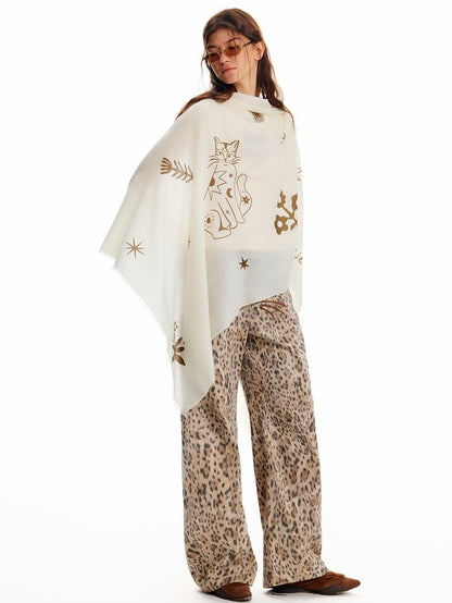 OuttheBlue Cat Print Minimalist Women&