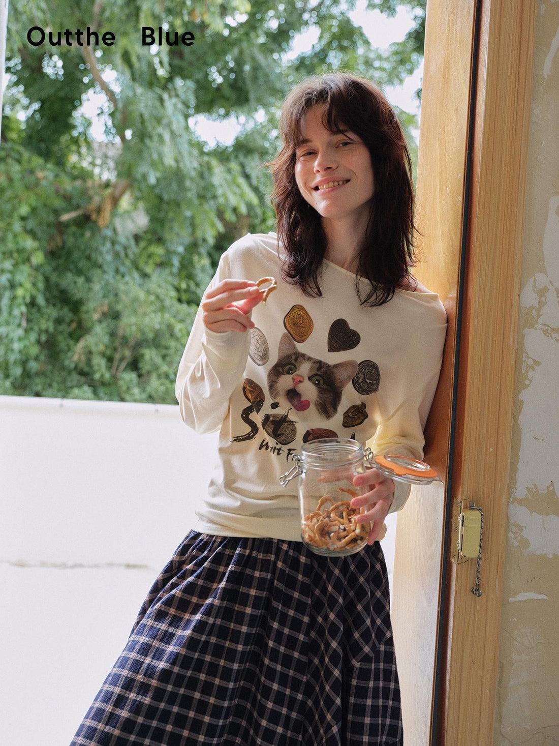 OuttheBlue Cat Print Ruched Women&