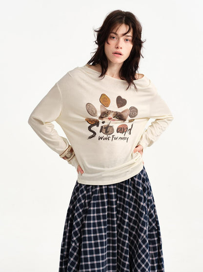 OuttheBlue Cat Print Ruched Women&