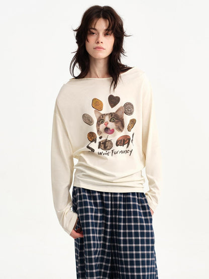 OuttheBlue Cat Print Ruched Women&
