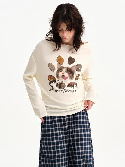 OuttheBlue Cat Print Ruched Women&