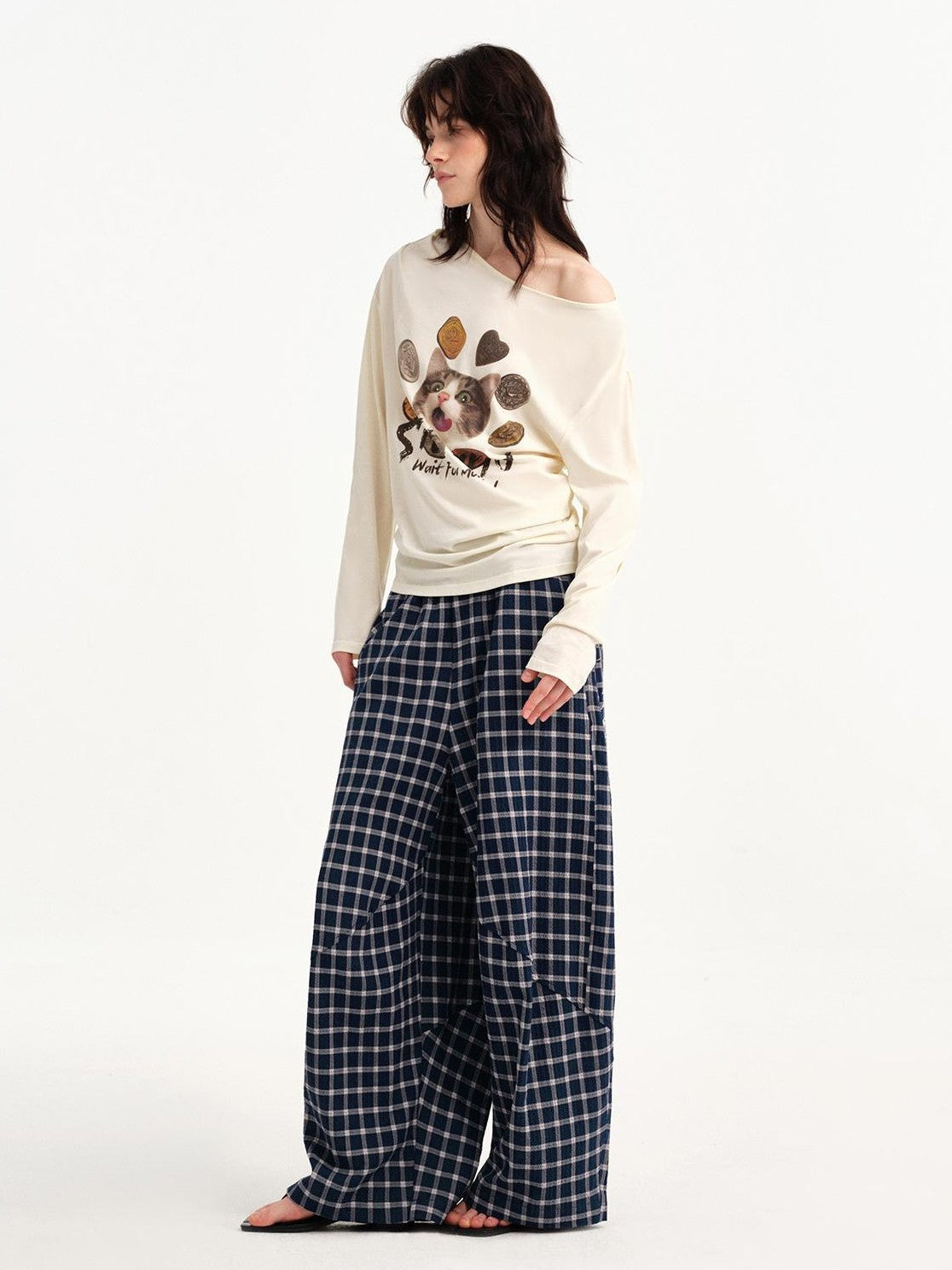OuttheBlue Cat Print Ruched Women&