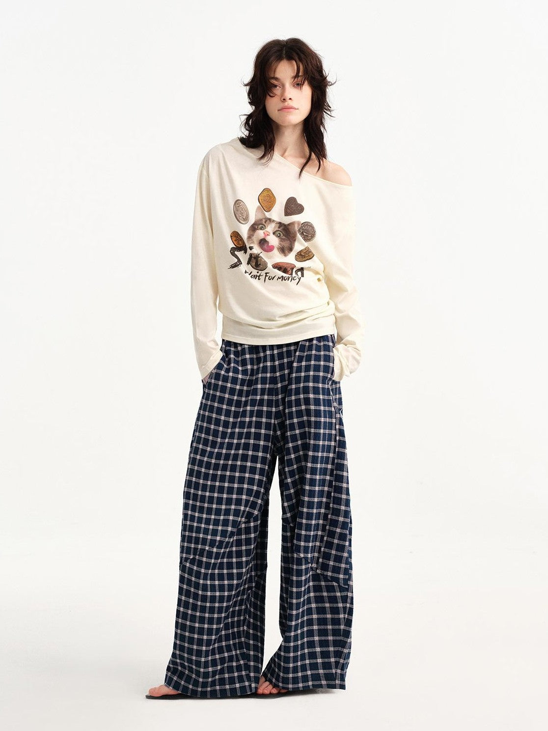 OuttheBlue Cat Print Ruched Women&