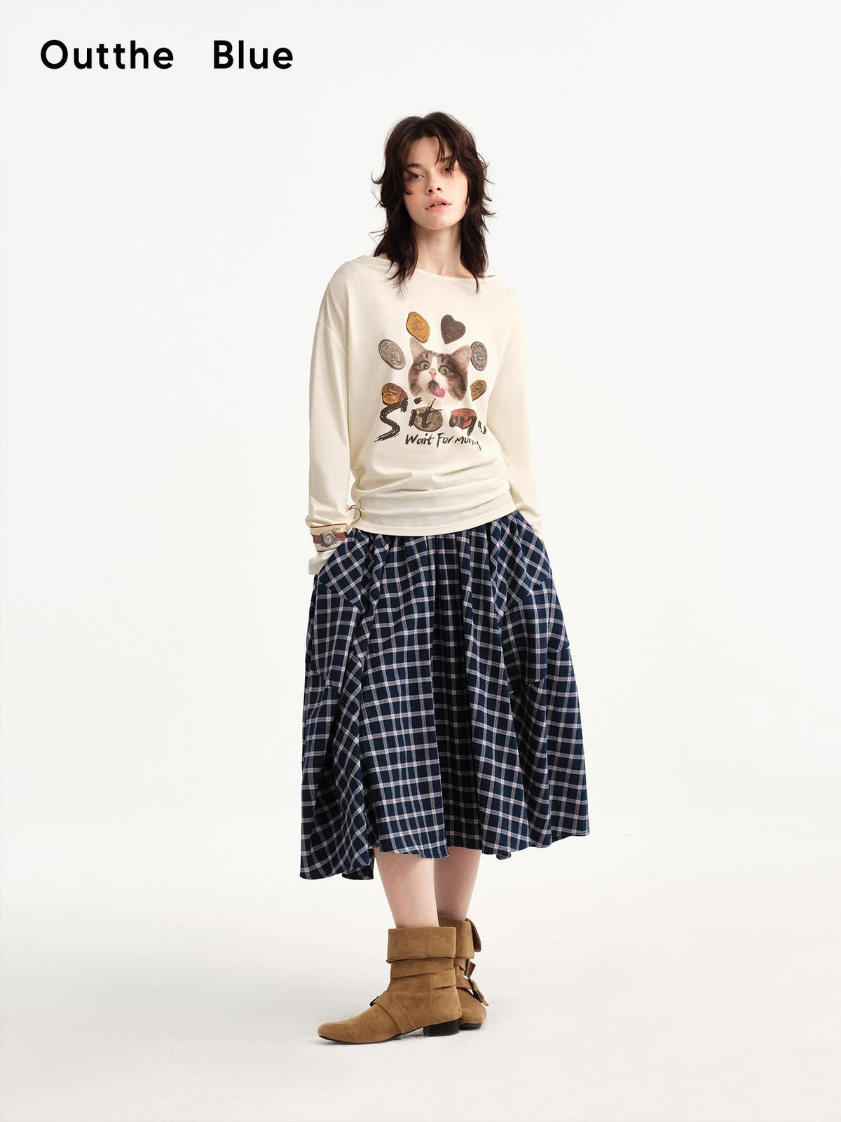 OuttheBlue Cat Print Ruched Women&