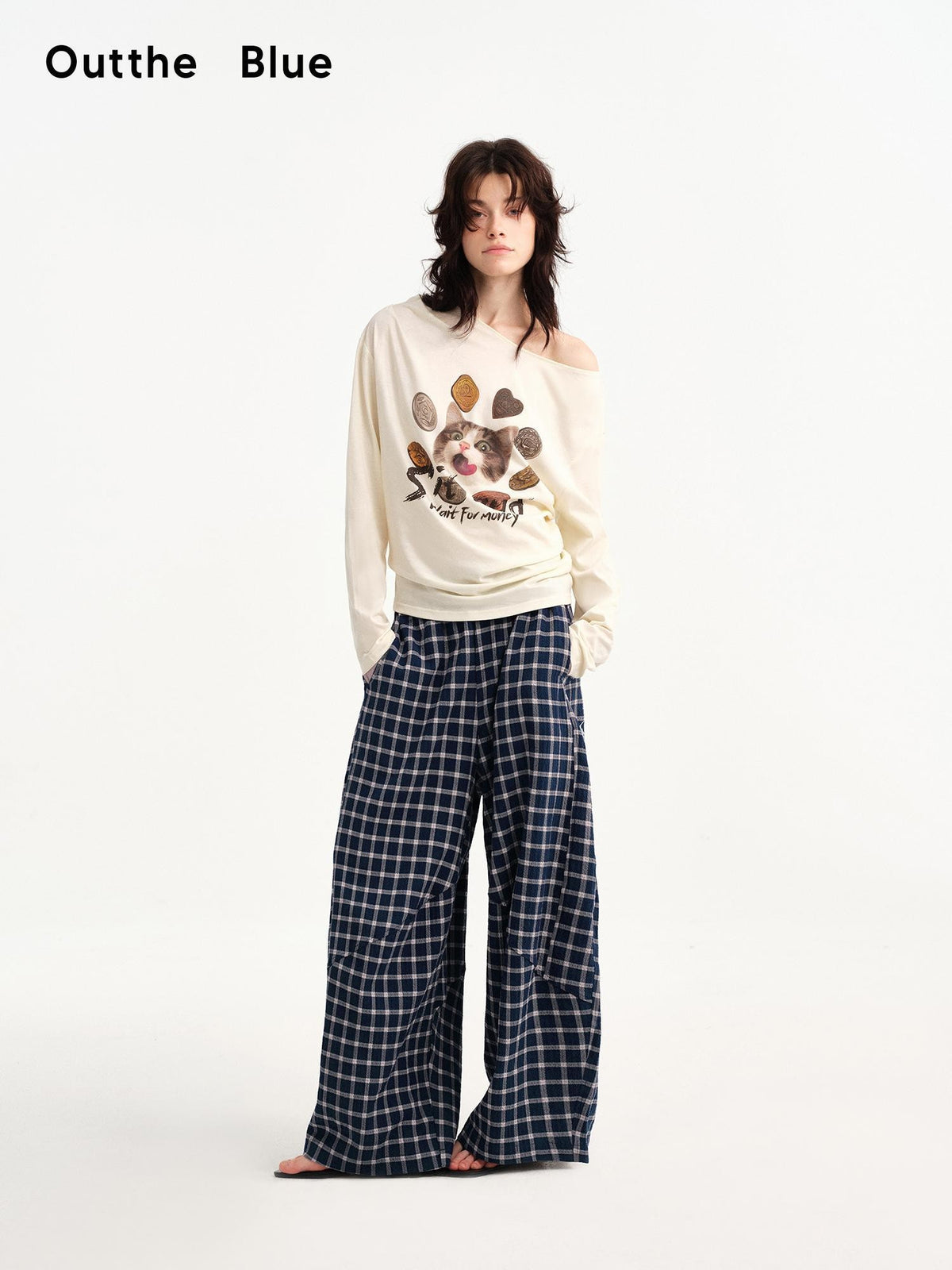 OuttheBlue Cat Print Ruched Women&