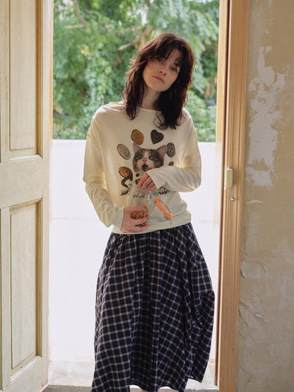 OuttheBlue Cat Print Ruched Women&