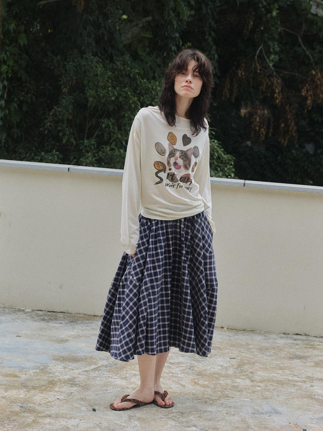 OuttheBlue Cat Print Ruched Women&