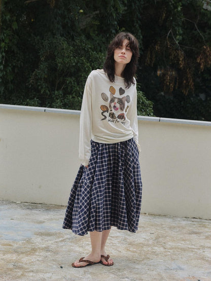 OuttheBlue Cat Print Ruched Women&