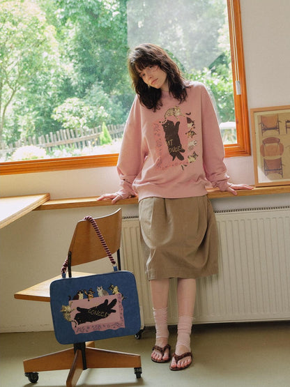 OuttheBlue Cat Print Square Women&