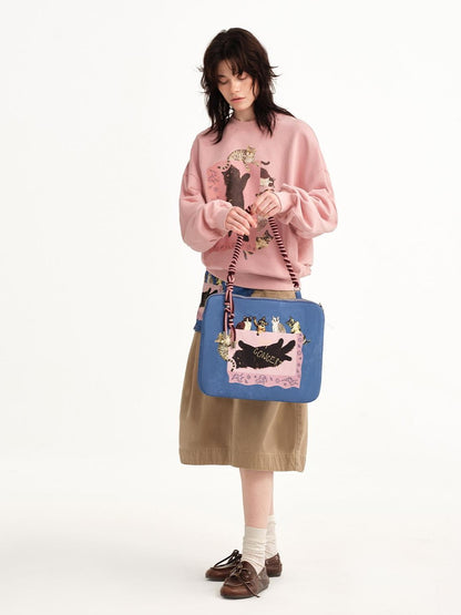 OuttheBlue Cat Print Square Women&