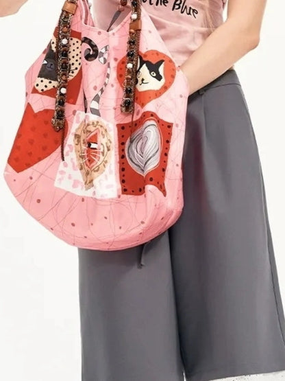 OuttheBlue Catwalk Hearts Beads Tote