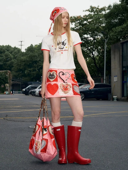 OuttheBlue Catwalk Hearts Beads Tote