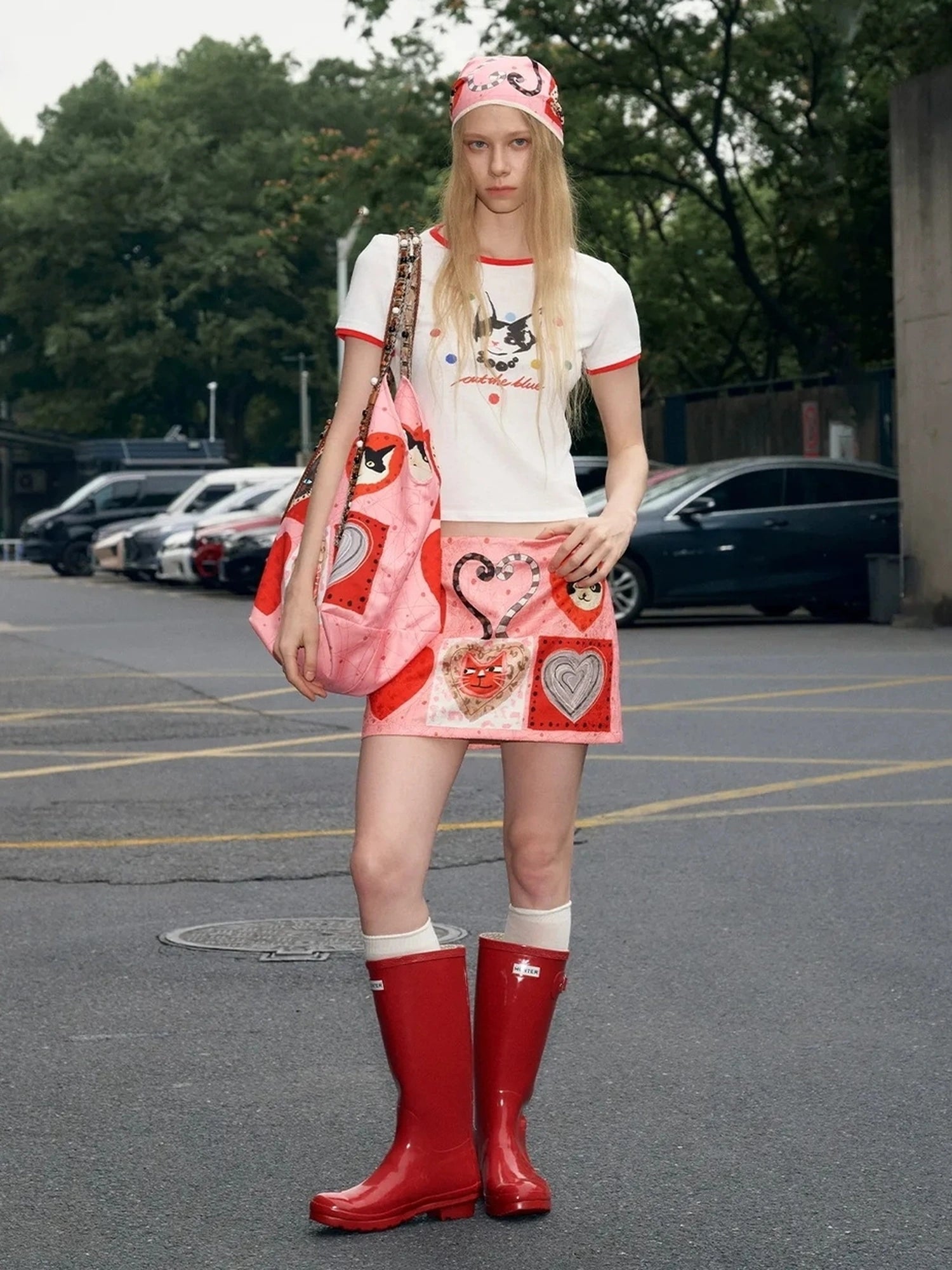 OuttheBlue Catwalk Hearts Beads Tote