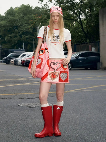 OuttheBlue Catwalk Hearts Beads Tote