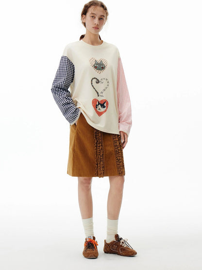 OuttheBlue Check Print Crystal Embellished T-shirt