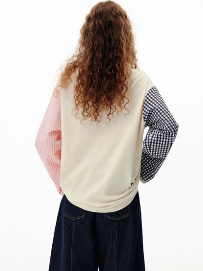 OuttheBlue Check Print Crystal Embellished T-shirt