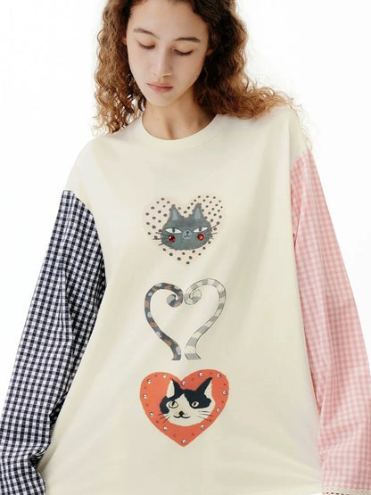 OuttheBlue Check Print Crystal Embellished T-shirt