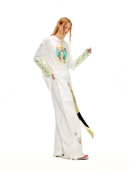 OuttheBlue Circus Character Embroidered Ruffle Curved Cut Relaxed Women&