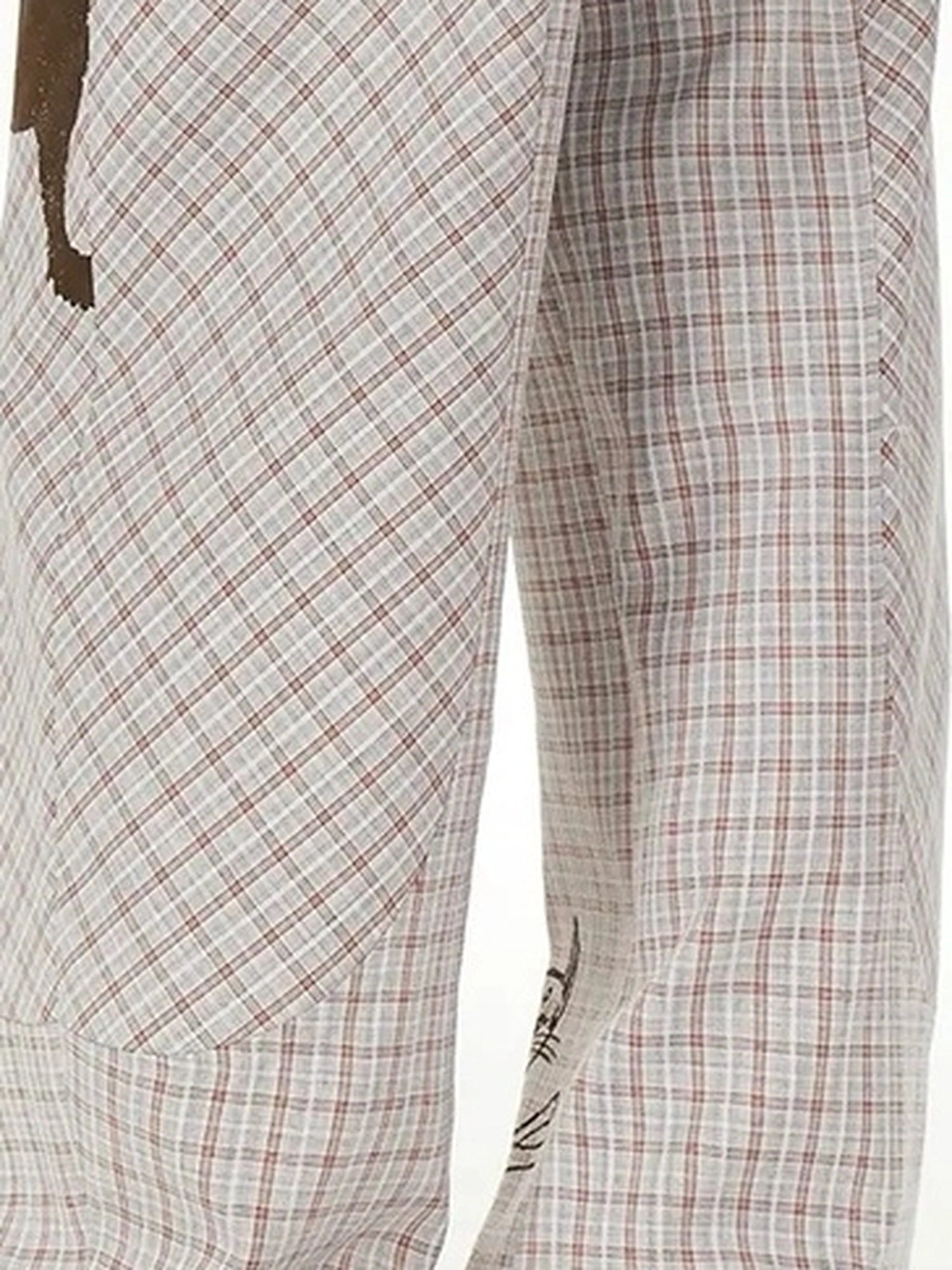OuttheBlue Classic Plaid Wide Leg Trousers With Curved Hem
