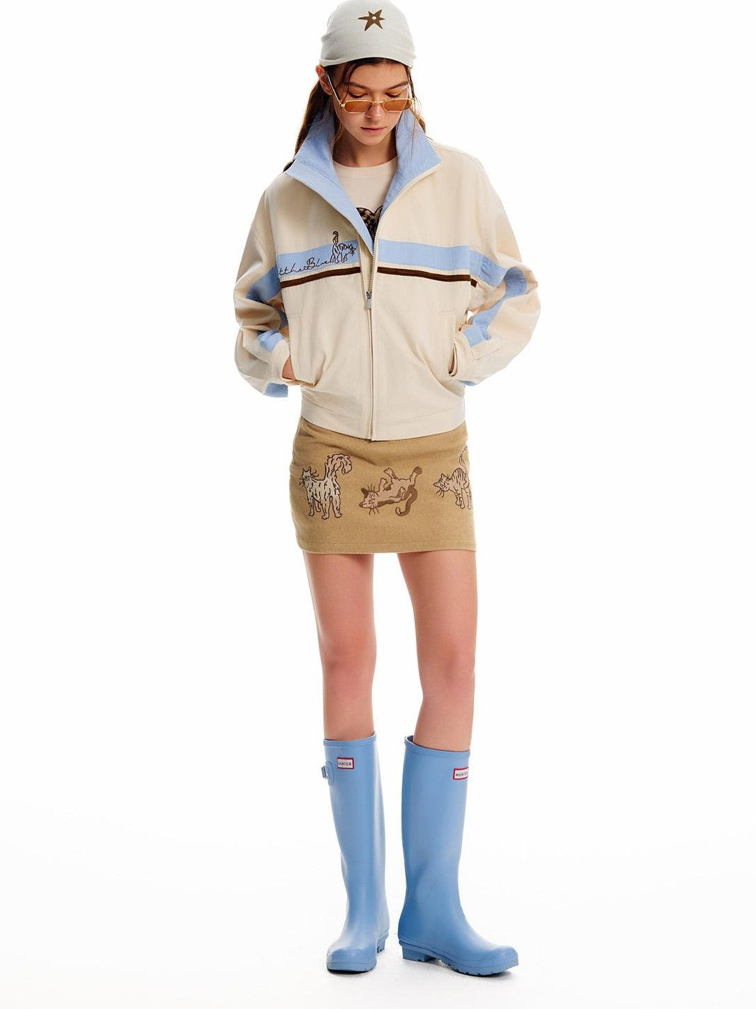 OuttheBlue Color Block Animal Embroidered Loose Cotton Women&
