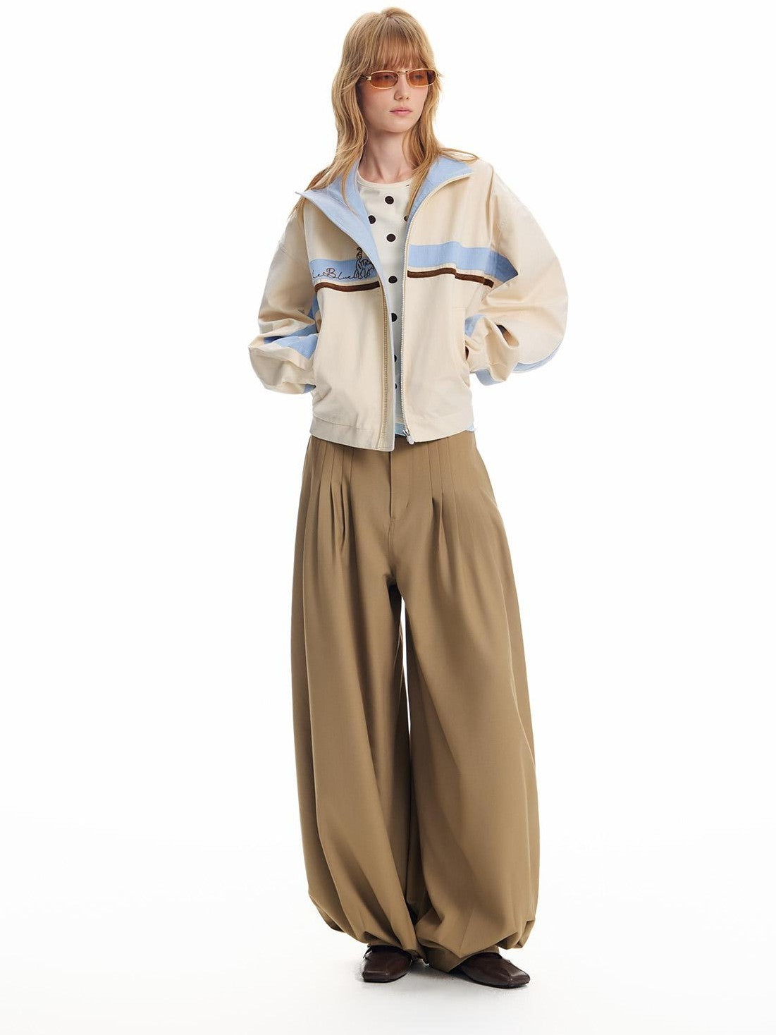 OuttheBlue Color Block Animal Embroidered Loose Cotton Women&