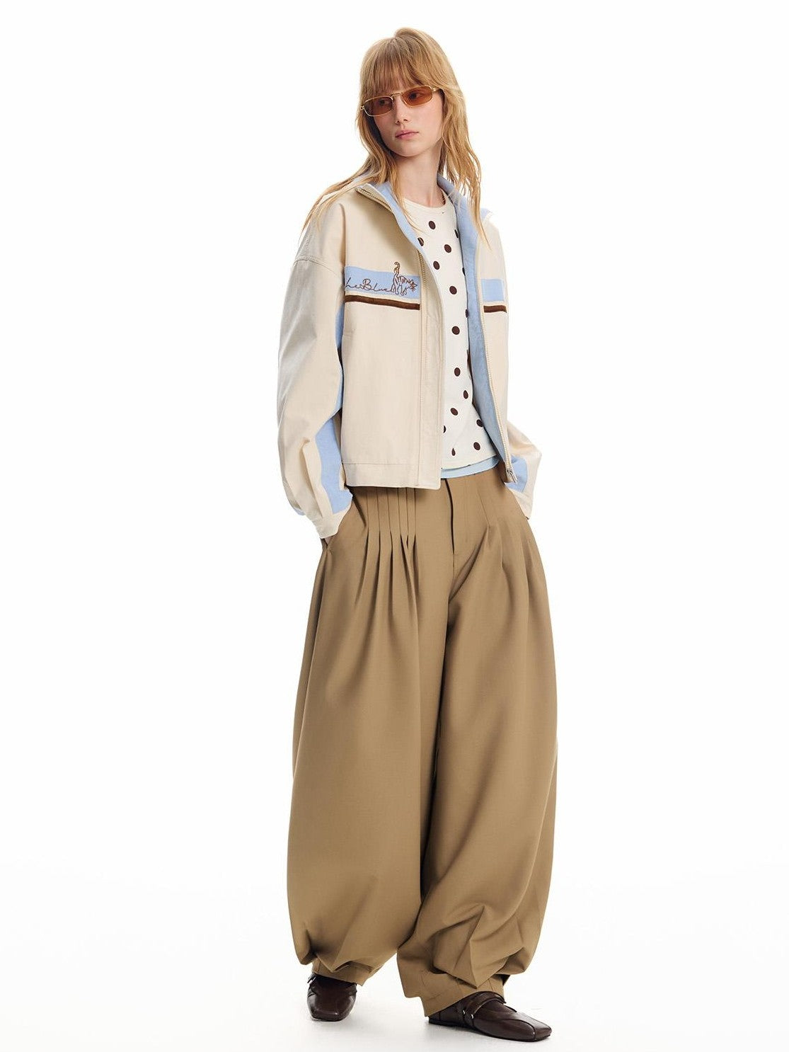OuttheBlue Color Block Animal Embroidered Loose Cotton Women&