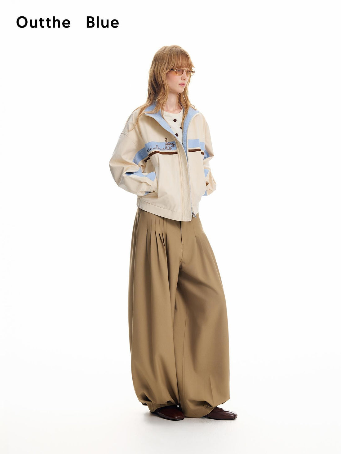 OuttheBlue Color Block Animal Embroidered Loose Cotton Women&