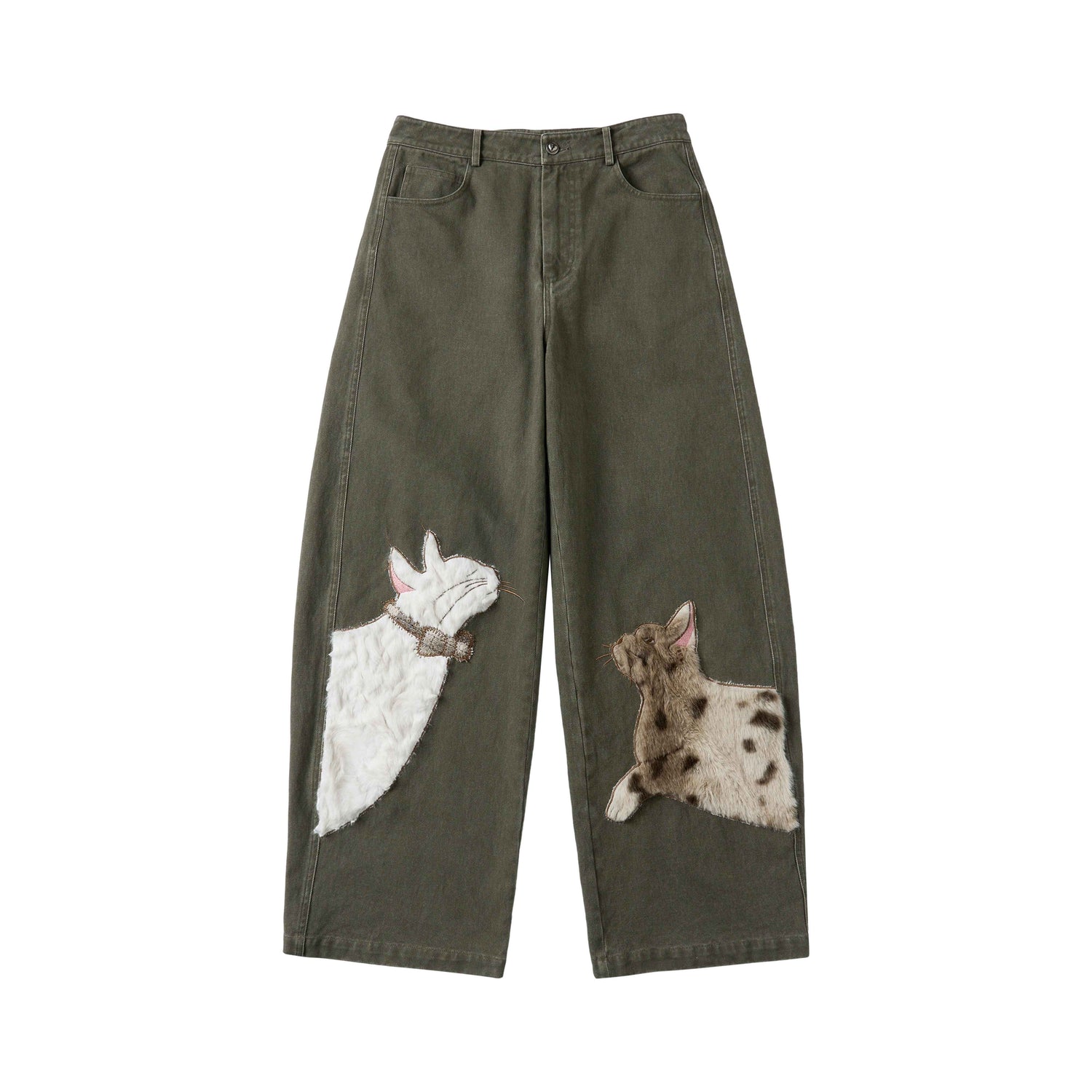 OuttheBlue_Cotton_Animal_Print_Applique_Casual_Curved_Leg_Natural_Waist_Green_Women_Pants_MISSTT