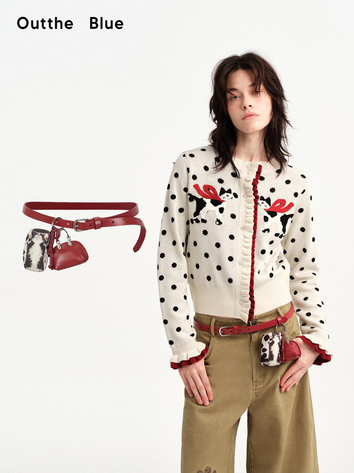 OuttheBlue Cow Cat Print Retro Suede Maillard Women&